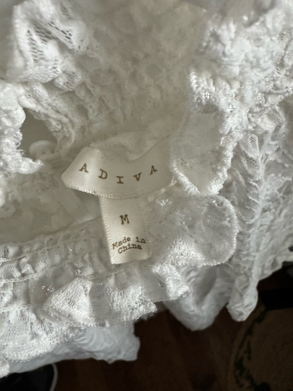 Adiva White Lace Smocked Neck Top - Picture 2 of 5